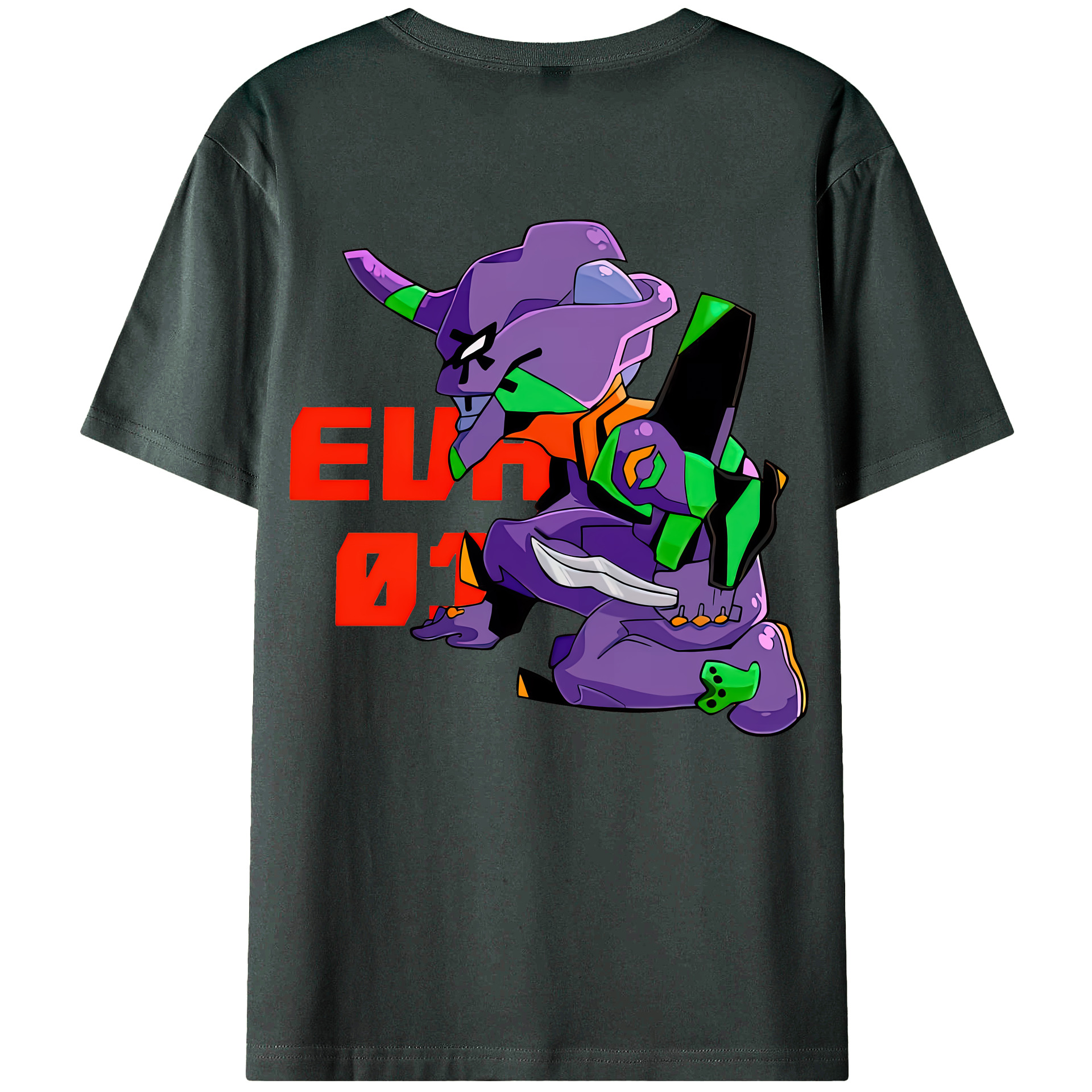 （画像用） EVA 新世紀エヴァンゲリオン 綿100％ メンズ半袖Tシャツ（バックプリント） 通気性